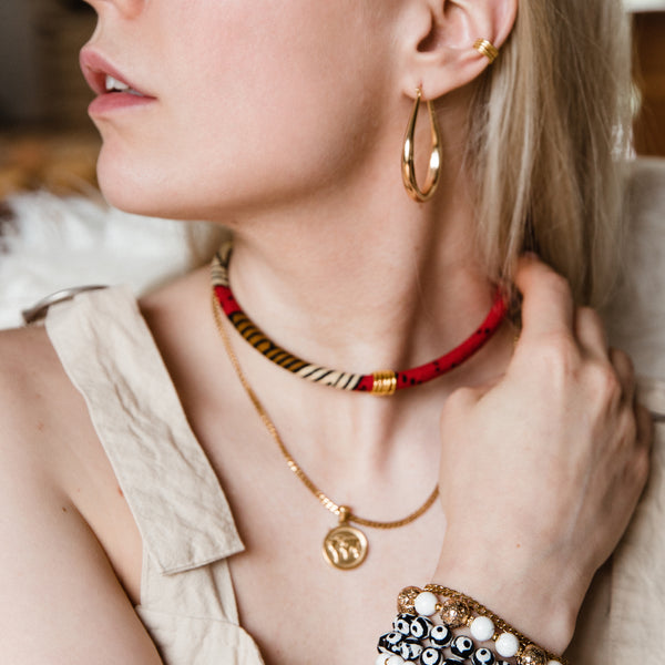 Amina Necklace - red and brown